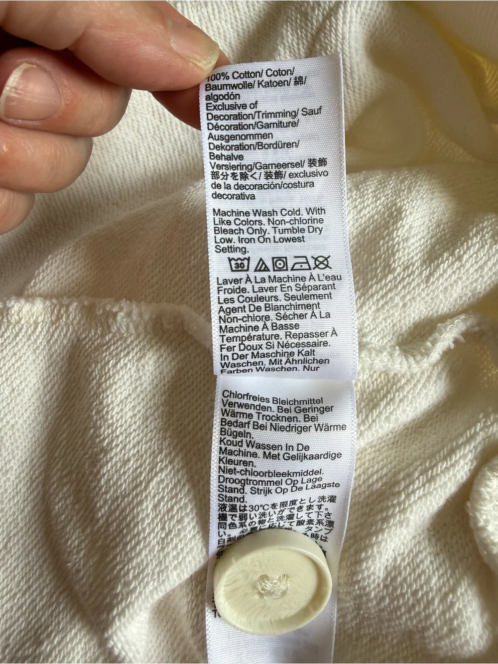 J Crew Teddy Sherpa Button Sweatshirt M Cozy Après Ski Minimalist Cream Ivory